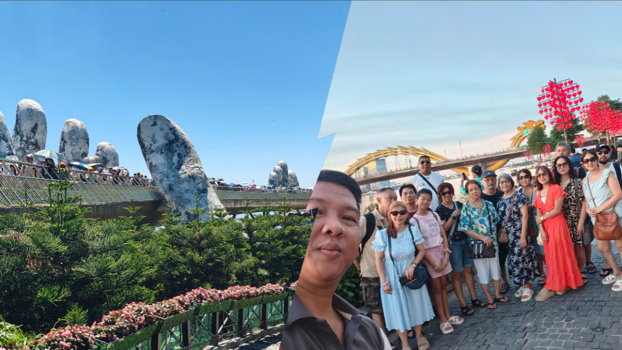 Golden Bridge at Ba Na Hills and Dragon Bridge in Da Nang on a private day tour
