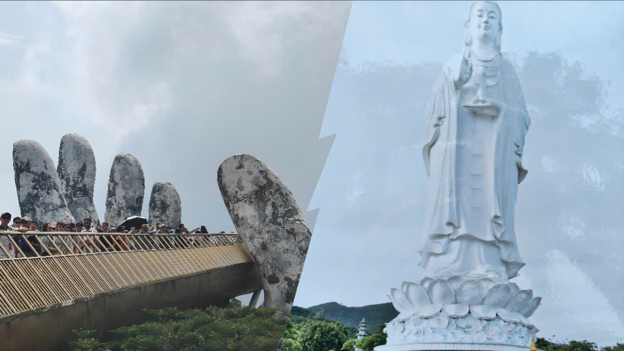 Golden Bridge at Ba Na Hills and Lady Buddha at Linh Ung Pagoda on a private tour from Da Nang