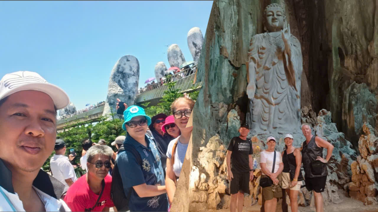 Golden Bridge at Ba Na Hills and Marble Mountains on a private combo tour from Da Nang