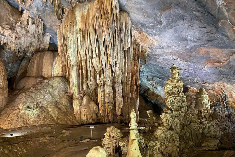 Stalactites and stalagmites inside Phong Nha Cave